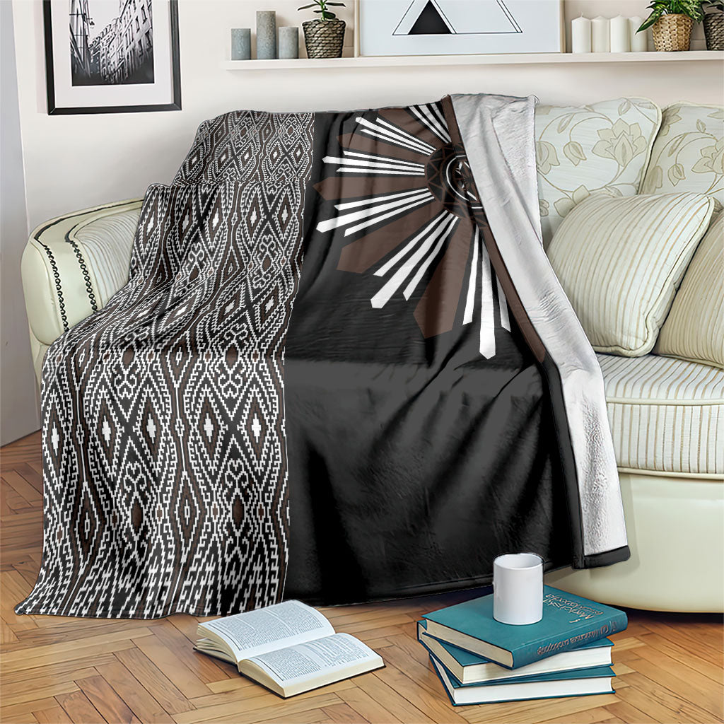 Mabuhay Philippines Festival Blanket Araw Tnalak Modern Filipiniana Inspired LT14 Black - Polynesian Pride
