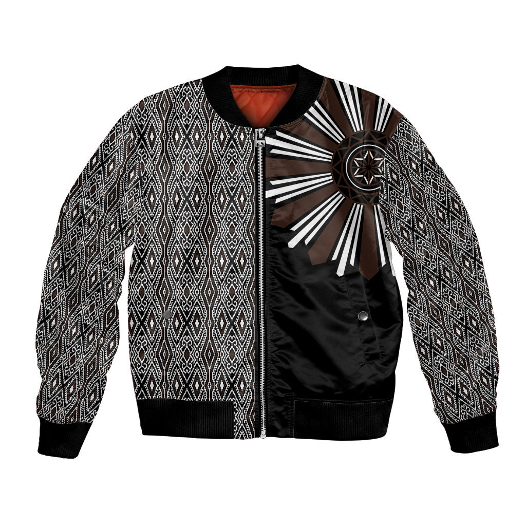 Mabuhay Philippines Festival Bomber Jacket Araw Tnalak Modern Filipiniana Inspired LT14 Unisex Black - Polynesian Pride