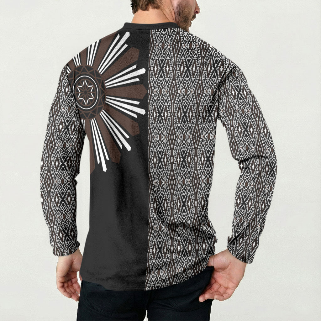 Mabuhay Philippines Festival Button Sweatshirt Araw Tnalak Modern Filipiniana Inspired