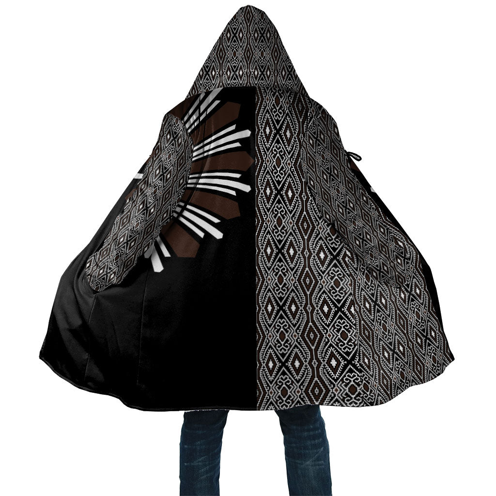 Mabuhay Philippines Festival Cloak Araw Tnalak Modern Filipiniana Inspired LT14 Unisex Black - Polynesian Pride