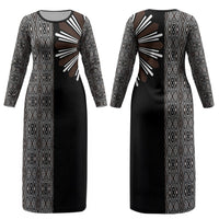 Mabuhay Philippines Festival Couples Matching Long Sleeve Bodycon Dress and Hawaiian Shirt Araw Tnalak Modern Filipiniana Inspired