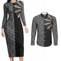 Mabuhay Philippines Festival Couples Matching Long Sleeve Bodycon Dress and Long Sleeve Button Shirt Araw Tnalak Modern Filipiniana Inspired