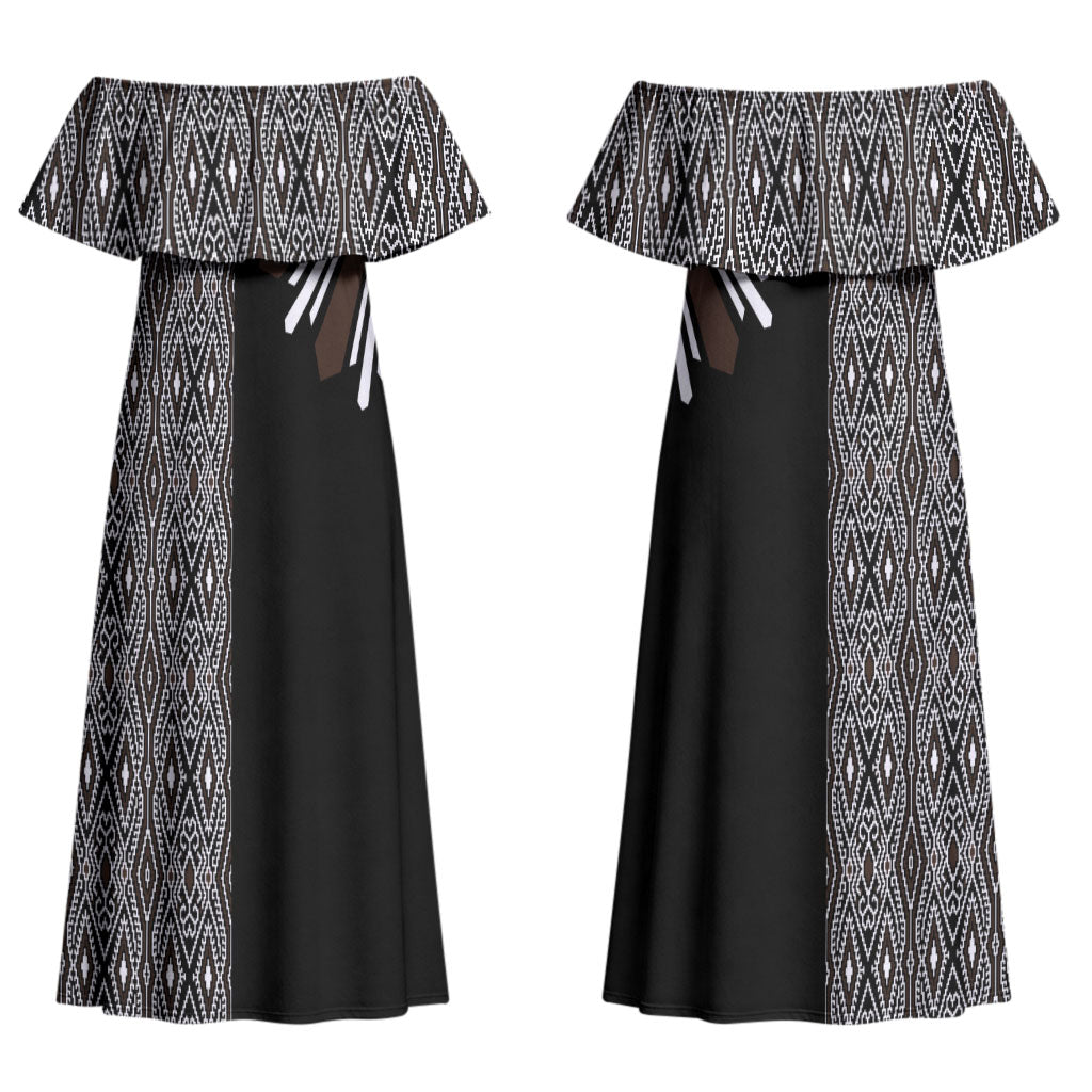 Mabuhay Philippines Festival Couples Matching Off Shoulder Maxi Dress and Hawaiian Shirt Araw Tnalak Modern Filipiniana Inspired