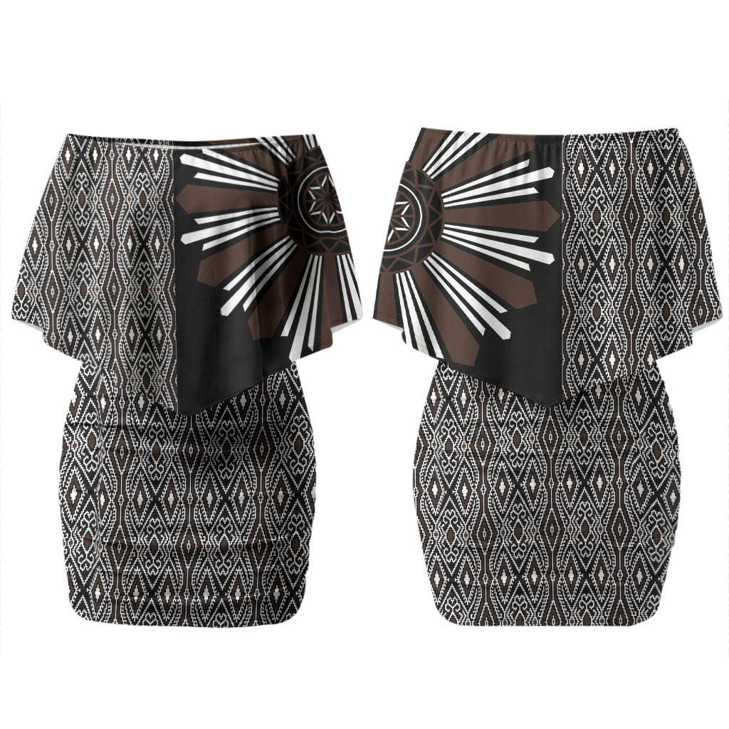 Mabuhay Philippines Festival Couples Matching Off Shoulder Short Dress and Hawaiian Shirt Araw Tnalak Modern Filipiniana Inspired