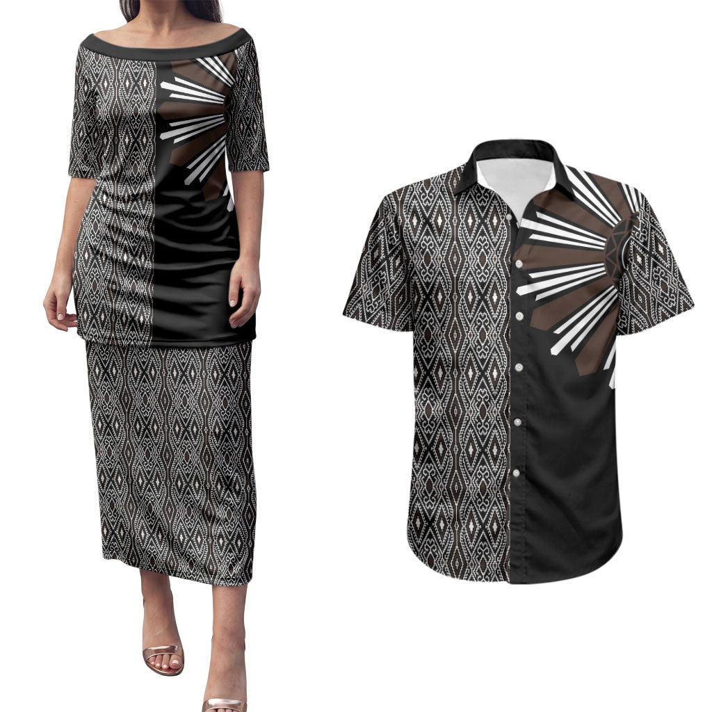 Mabuhay Philippines Festival Couples Matching Puletasi and Hawaiian Shirt Araw Tnalak Modern Filipiniana Inspired