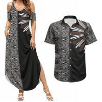 Mabuhay Philippines Festival Couples Matching Summer Maxi Dress and Hawaiian Shirt Araw Tnalak Modern Filipiniana Inspired