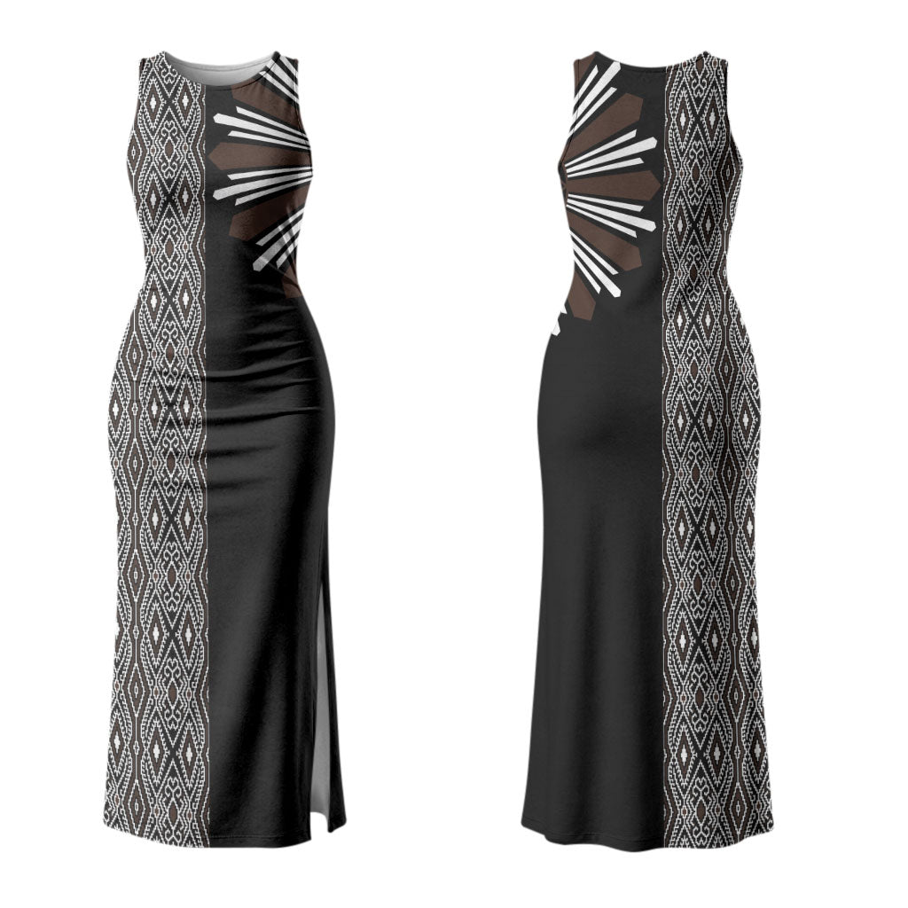 Mabuhay Philippines Festival Couples Matching Tank Maxi Dress and Hawaiian Shirt Araw Tnalak Modern Filipiniana Inspired