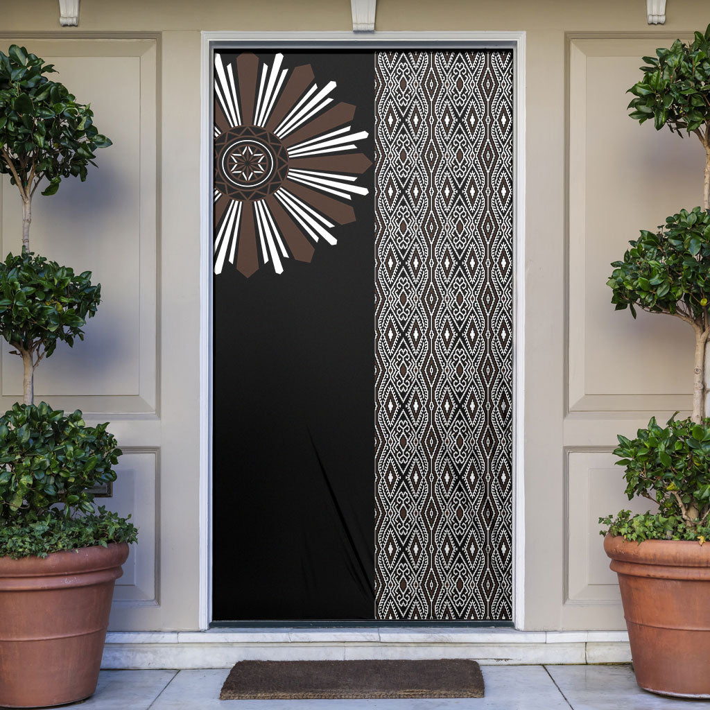 Mabuhay Philippines Festival Door Cover Araw Tnalak Modern Filipiniana Inspired LT14 Black - Polynesian Pride