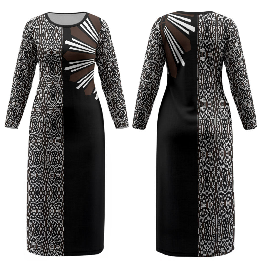 Mabuhay Philippines Festival Family Matching Long Sleeve Bodycon Dress and Hawaiian Shirt Araw Tnalak Modern Filipiniana Inspired
