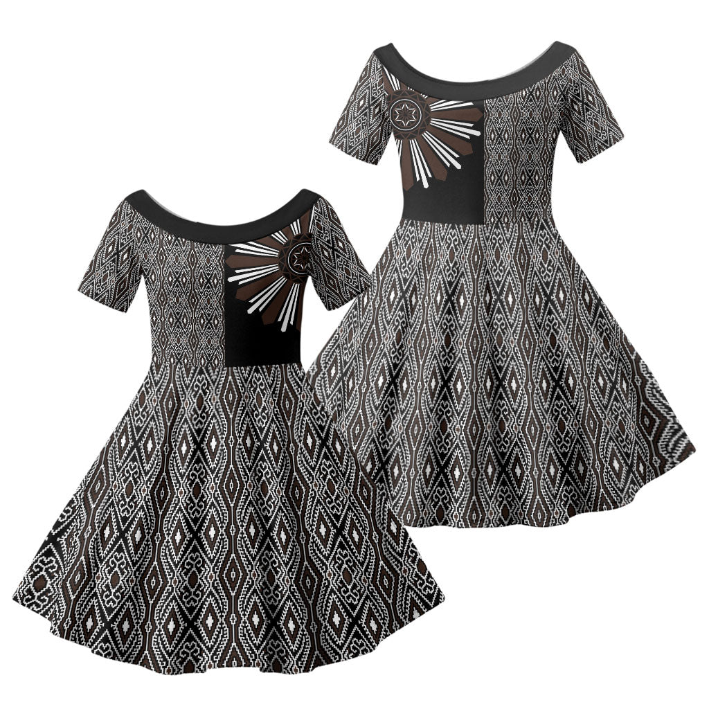 Mabuhay Philippines Festival Family Matching Long Sleeve Bodycon Dress and Hawaiian Shirt Araw Tnalak Modern Filipiniana Inspired