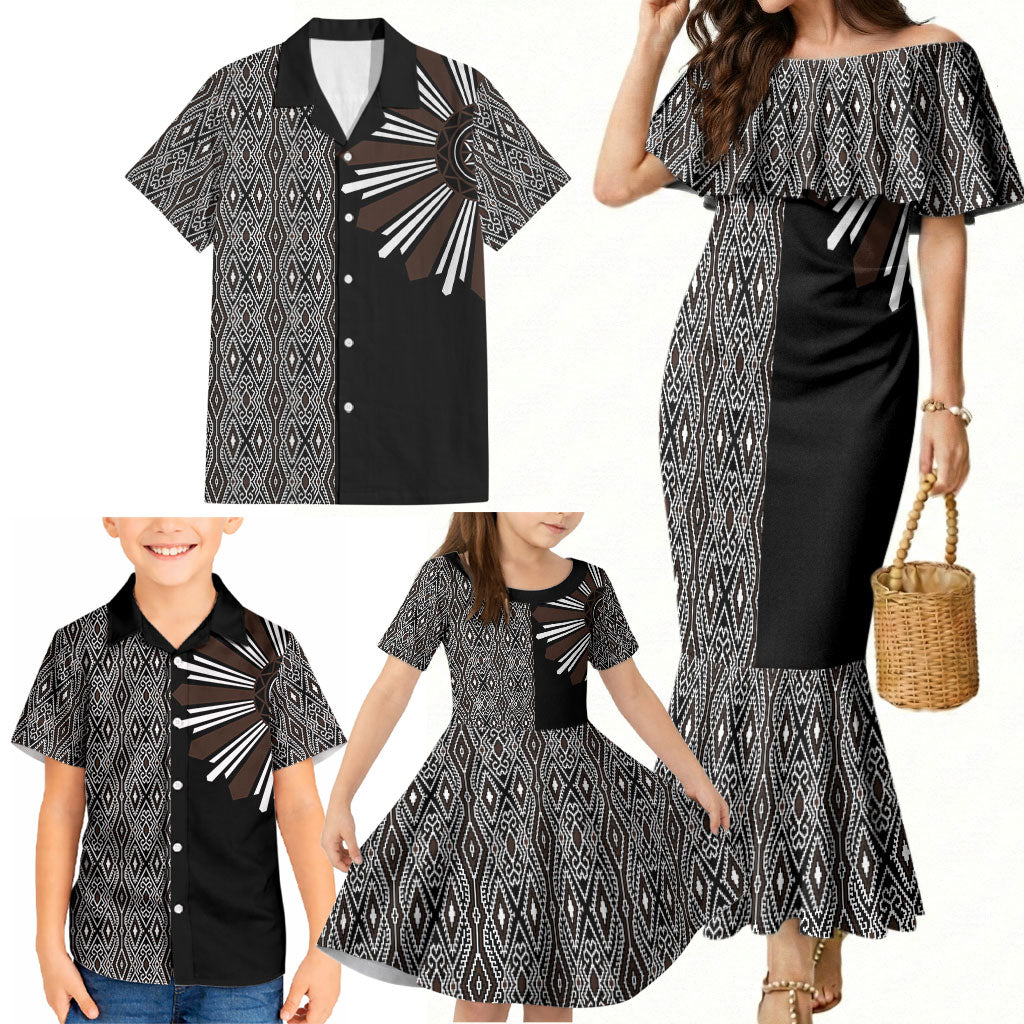 Mabuhay Philippines Festival Family Matching Mermaid Dress and Hawaiian Shirt Araw Tnalak Modern Filipiniana Inspired