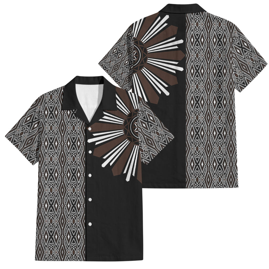 Mabuhay Philippines Festival Family Matching Off The Shoulder Long Sleeve Dress and Hawaiian Shirt Araw Tnalak Modern Filipiniana Inspired