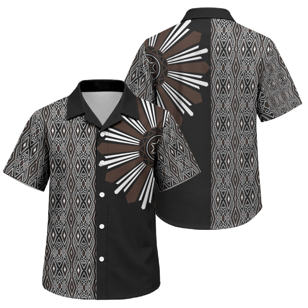 Mabuhay Philippines Festival Family Matching Off The Shoulder Long Sleeve Dress and Hawaiian Shirt Araw Tnalak Modern Filipiniana Inspired