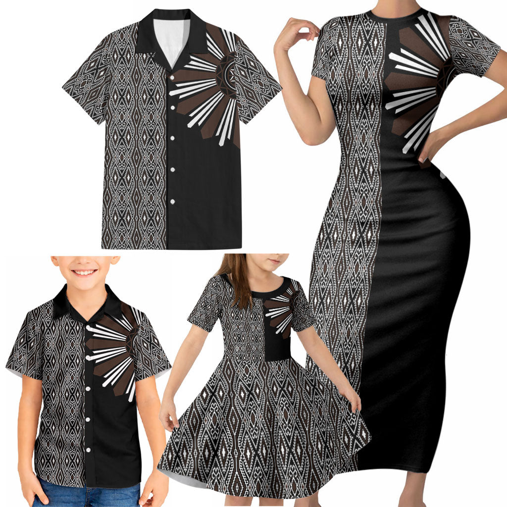 Mabuhay Philippines Festival Family Matching Short Sleeve Bodycon Dress and Hawaiian Shirt Araw Tnalak Modern Filipiniana Inspired