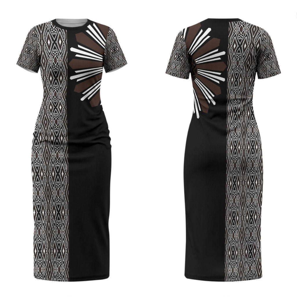Mabuhay Philippines Festival Family Matching Short Sleeve Bodycon Dress and Hawaiian Shirt Araw Tnalak Modern Filipiniana Inspired