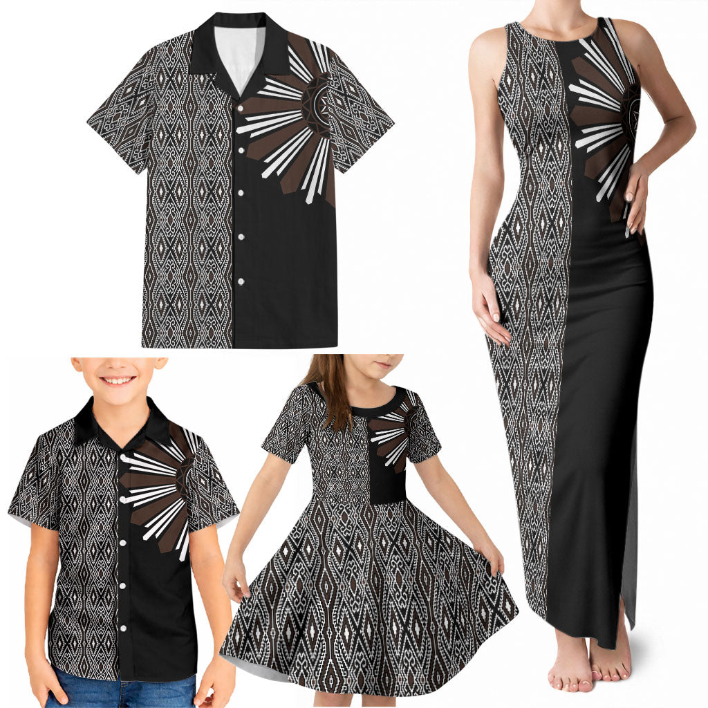 Mabuhay Philippines Festival Family Matching Tank Maxi Dress and Hawaiian Shirt Araw Tnalak Modern Filipiniana Inspired