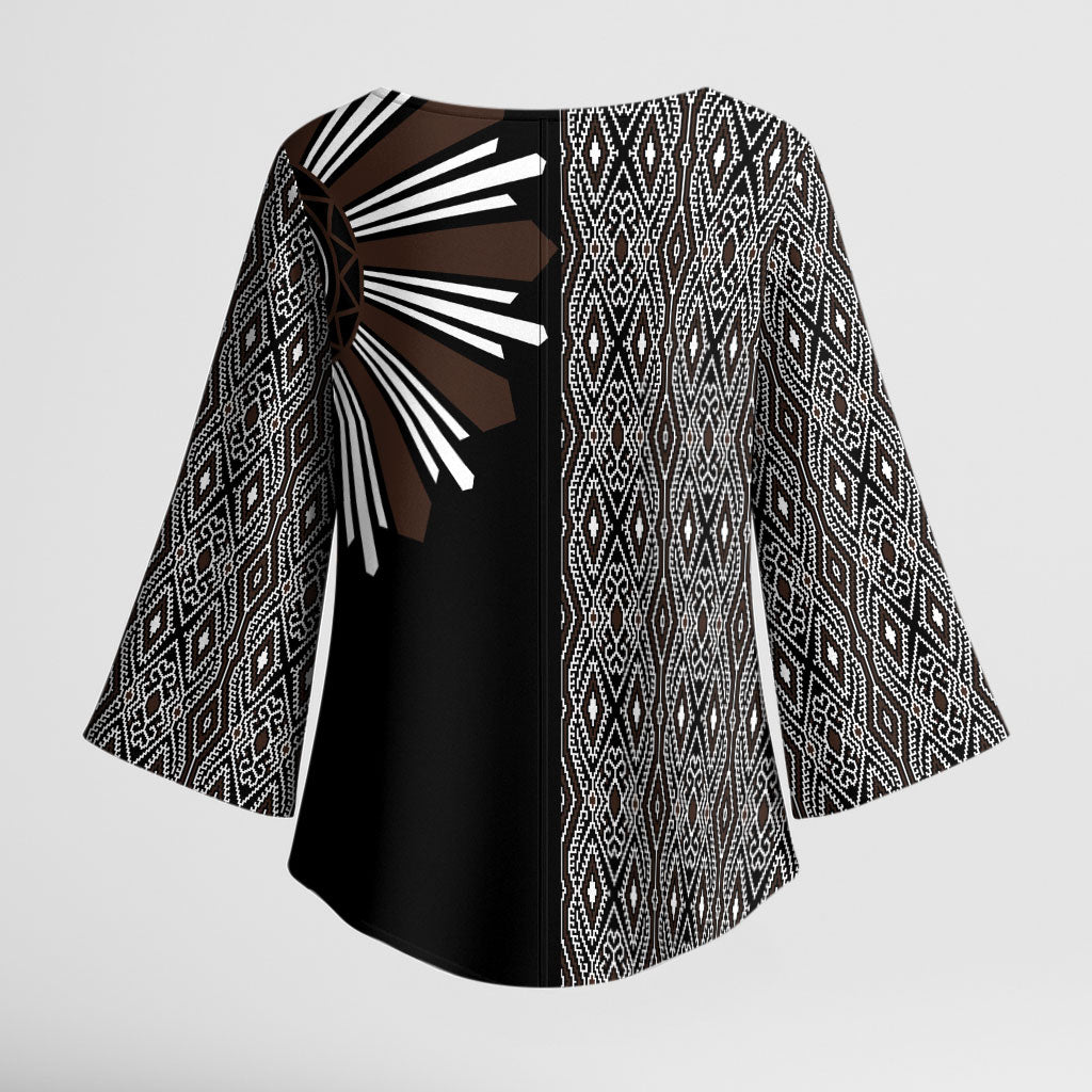 Mabuhay Philippines Festival Kimono Sleeve Blouse Araw Tnalak Modern Filipiniana Inspired