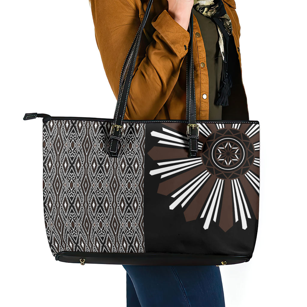 Mabuhay Philippines Festival Leather Tote Bag Araw Tnalak Modern Filipiniana Inspired