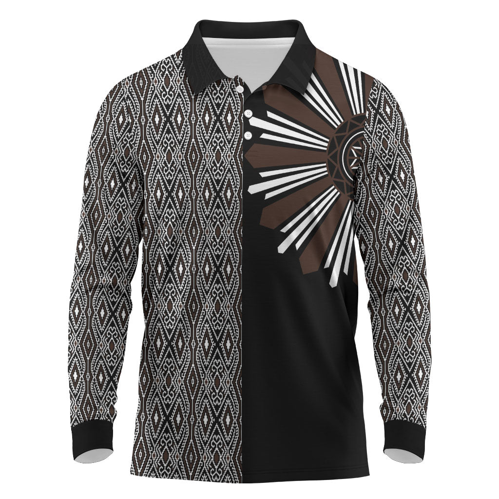 Mabuhay Philippines Festival Long Sleeve Polo Shirt Araw Tnalak Modern Filipiniana Inspired