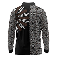 Mabuhay Philippines Festival Long Sleeve Polo Shirt Araw Tnalak Modern Filipiniana Inspired