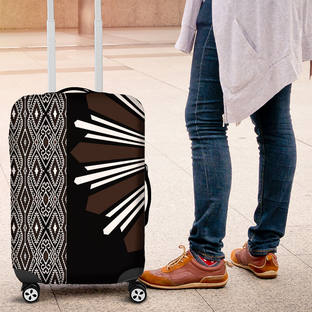 Mabuhay Philippines Festival Luggage Cover Araw Tnalak Modern Filipiniana Inspired LT14 Black - Polynesian Pride