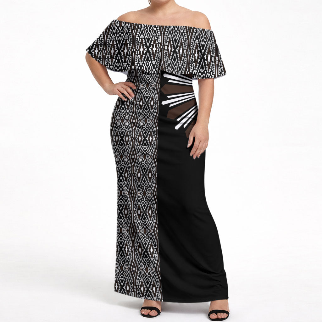 Mabuhay Philippines Festival Off Shoulder Maxi Dress Araw Tnalak Modern Filipiniana Inspired