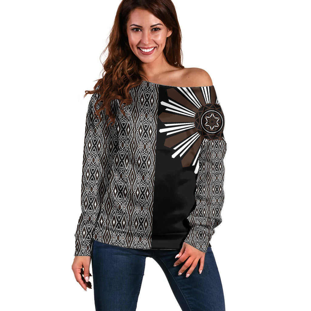 Mabuhay Philippines Festival Off Shoulder Sweater Araw Tnalak Modern Filipiniana Inspired
