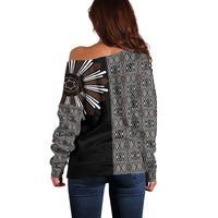 Mabuhay Philippines Festival Off Shoulder Sweater Araw Tnalak Modern Filipiniana Inspired