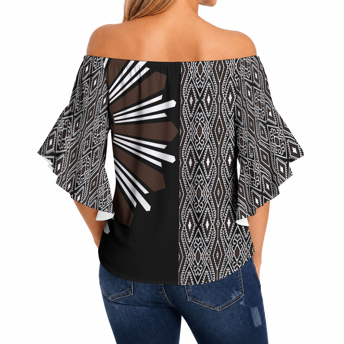 Mabuhay Philippines Festival Off Shoulder Wrap Waist Top Araw Tnalak Modern Filipiniana Inspired