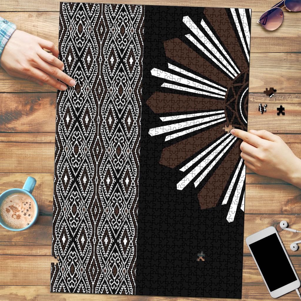 Mabuhay Philippines Festival Puzzle Araw Tnalak Modern Filipiniana Inspired LT14 Black - Polynesian Pride