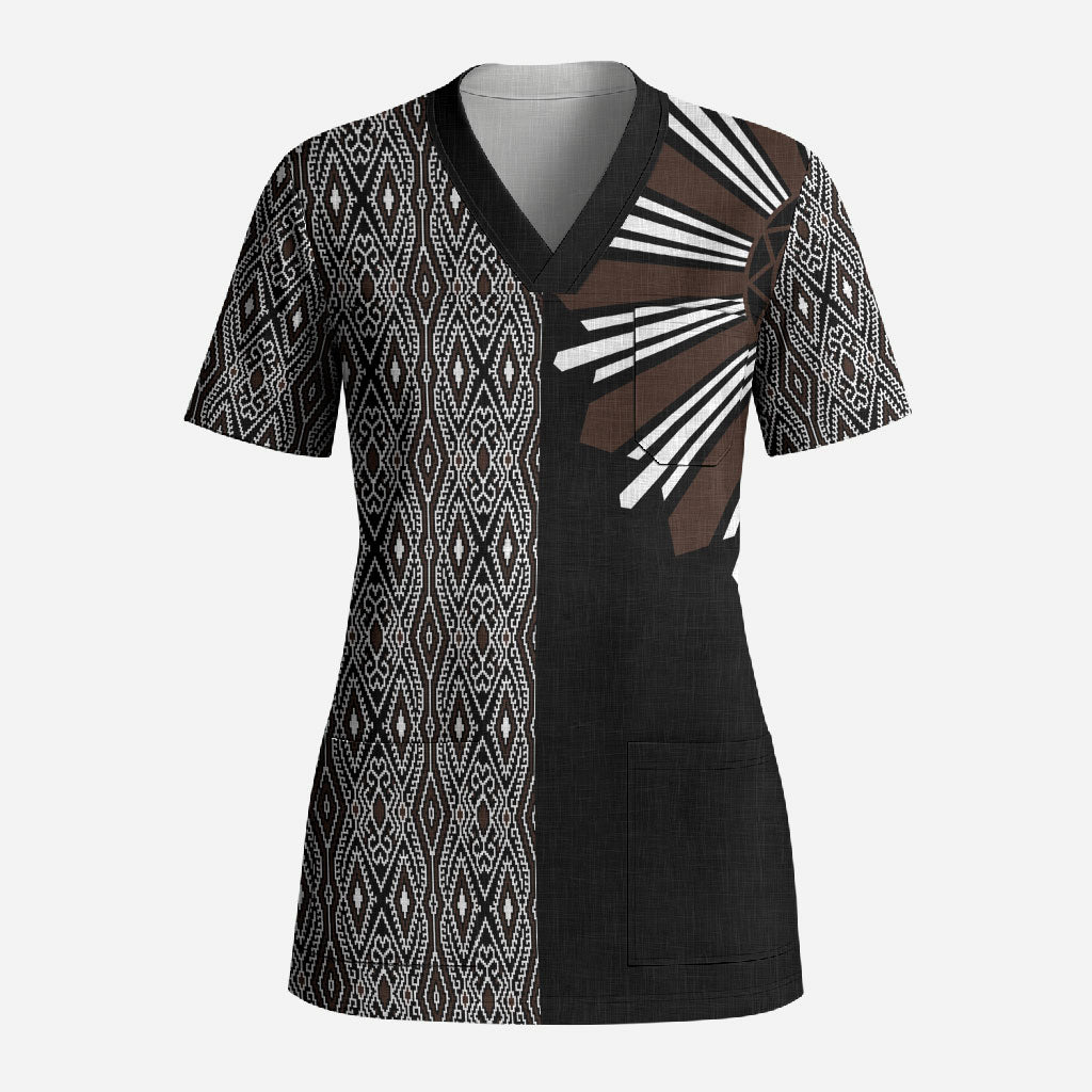 Mabuhay Philippines Festival Scrub Top Araw Tnalak Modern Filipiniana Inspired