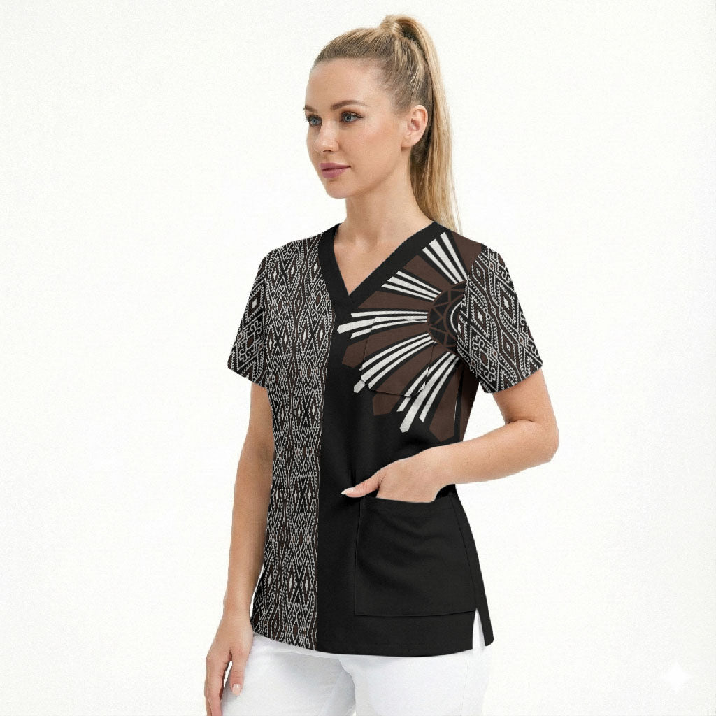 Mabuhay Philippines Festival Scrub Top Araw Tnalak Modern Filipiniana Inspired