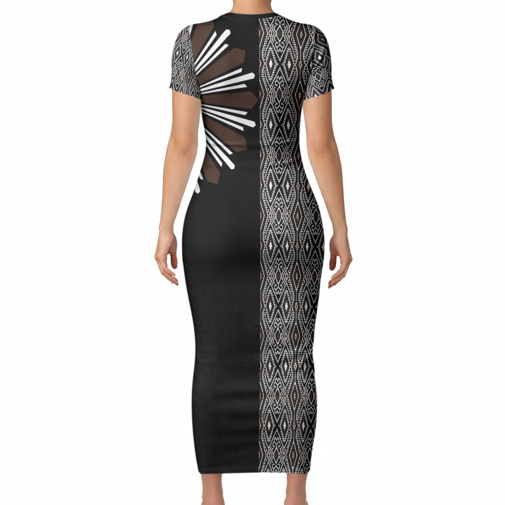 Mabuhay Philippines Festival Short Sleeve Bodycon Dress Araw Tnalak Modern Filipiniana Inspired