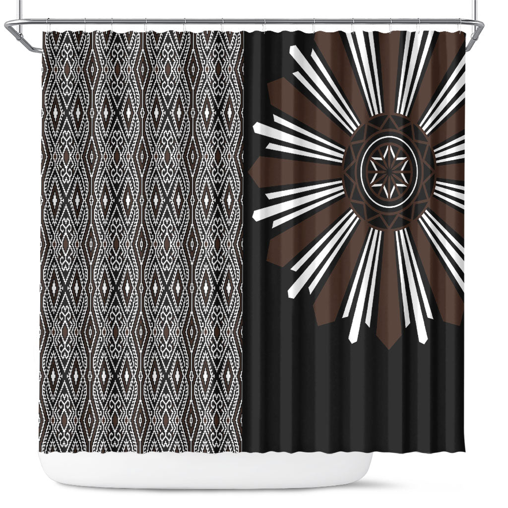 Mabuhay Philippines Festival Shower Curtain Araw Tnalak Modern Filipiniana Inspired LT14 Black - Polynesian Pride