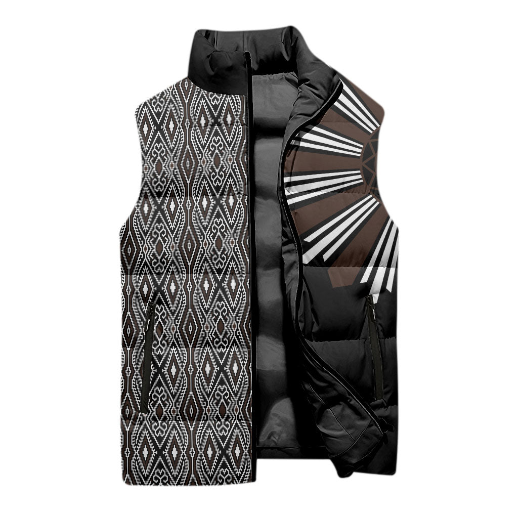 Mabuhay Philippines Festival Sleeveless Puffer Jacket Araw Tnalak Modern Filipiniana Inspired