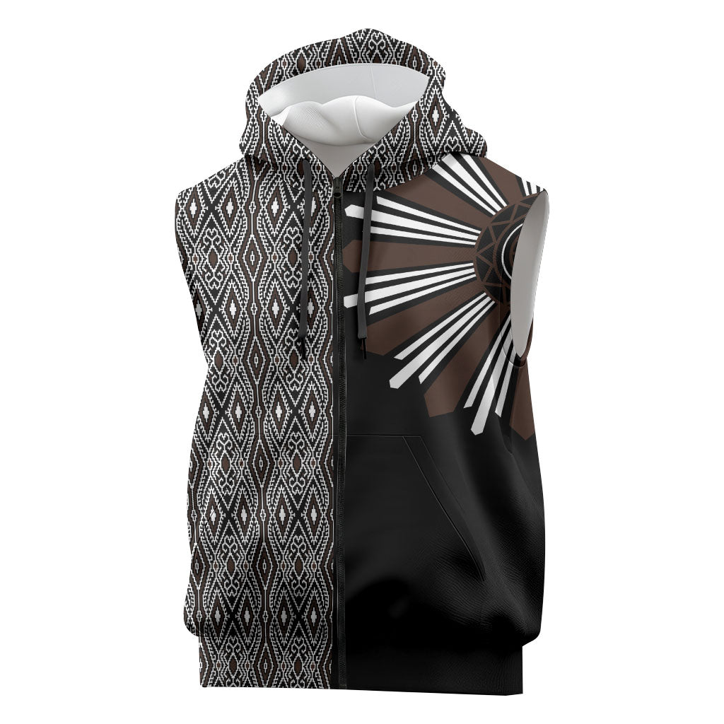 Mabuhay Philippines Festival Sleeveless Zip Hoodie Araw Tnalak Modern Filipiniana Inspired
