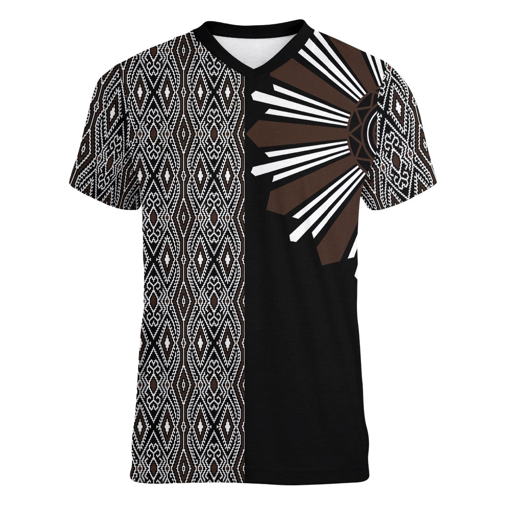 Mabuhay Philippines Festival Women V-Neck T-Shirt Araw Tnalak Modern Filipiniana Inspired