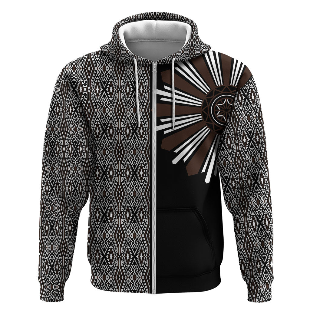 Mabuhay Philippines Festival Zip Hoodie Araw Tnalak Modern Filipiniana Inspired LT14 Zip Hoodie Black - Polynesian Pride