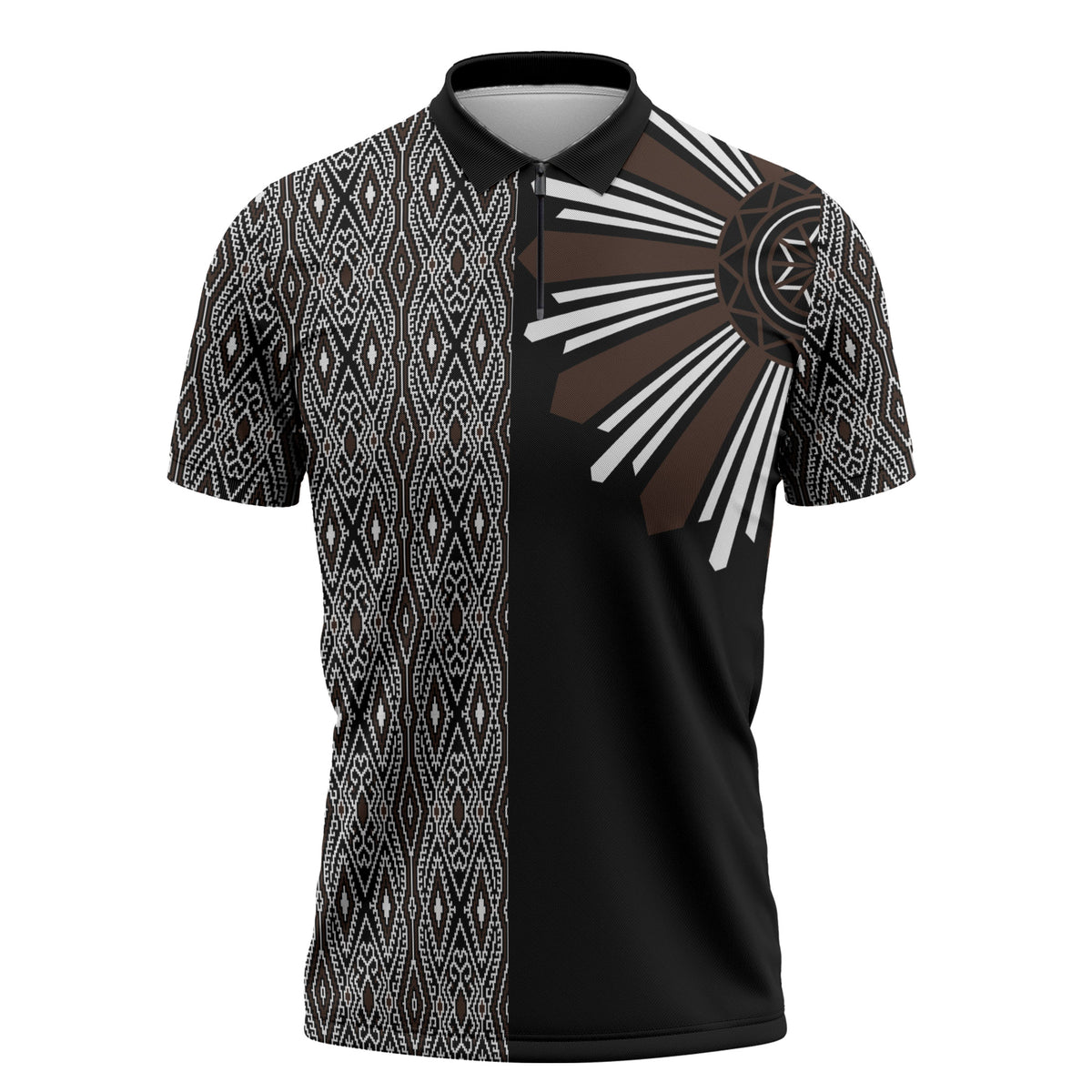 Mabuhay Philippines Festival Zipper Polo Shirt Araw Tnalak Modern Filipiniana Inspired