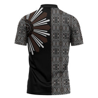Mabuhay Philippines Festival Zipper Polo Shirt Araw Tnalak Modern Filipiniana Inspired