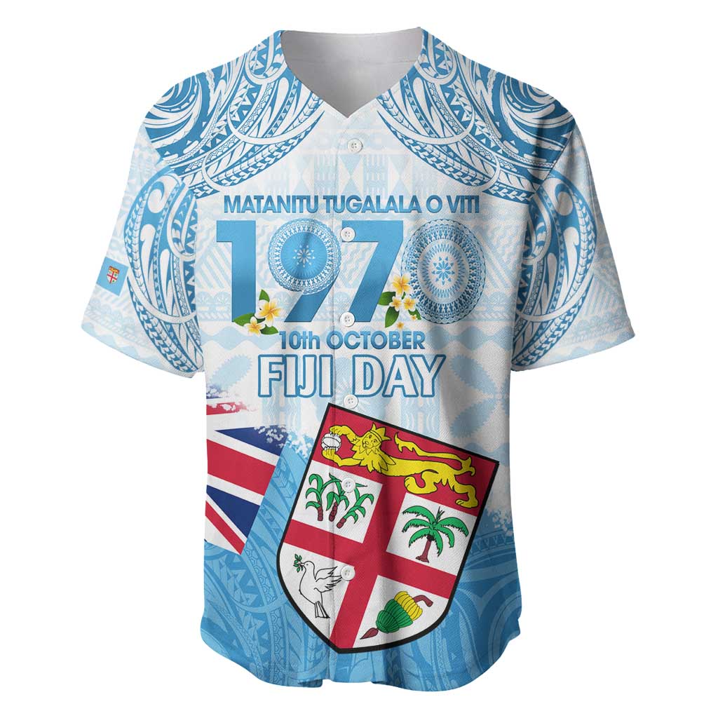 Fiji Day 1970 Baseball Jersey Proud To Be A Fijian Tapa Pattern LT14 Blue - Polynesian Pride