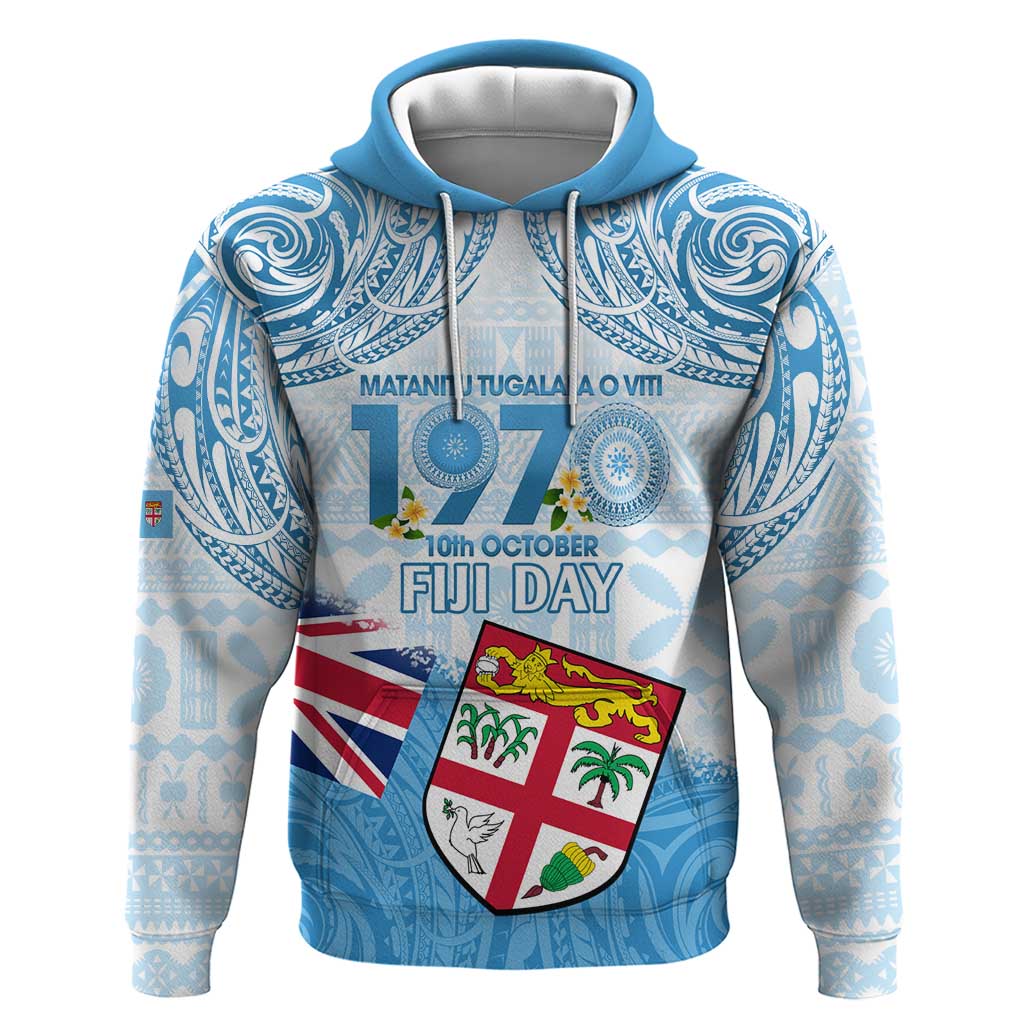 Fiji Day 1970 Hoodie Proud To Be A Fijian Tapa Pattern LT14 Pullover Hoodie Blue - Polynesian Pride