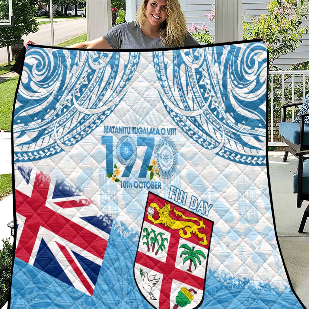 Fiji Day 1970 Quilt Proud To Be A Fijian Tapa Pattern LT14 Blue - Polynesian Pride