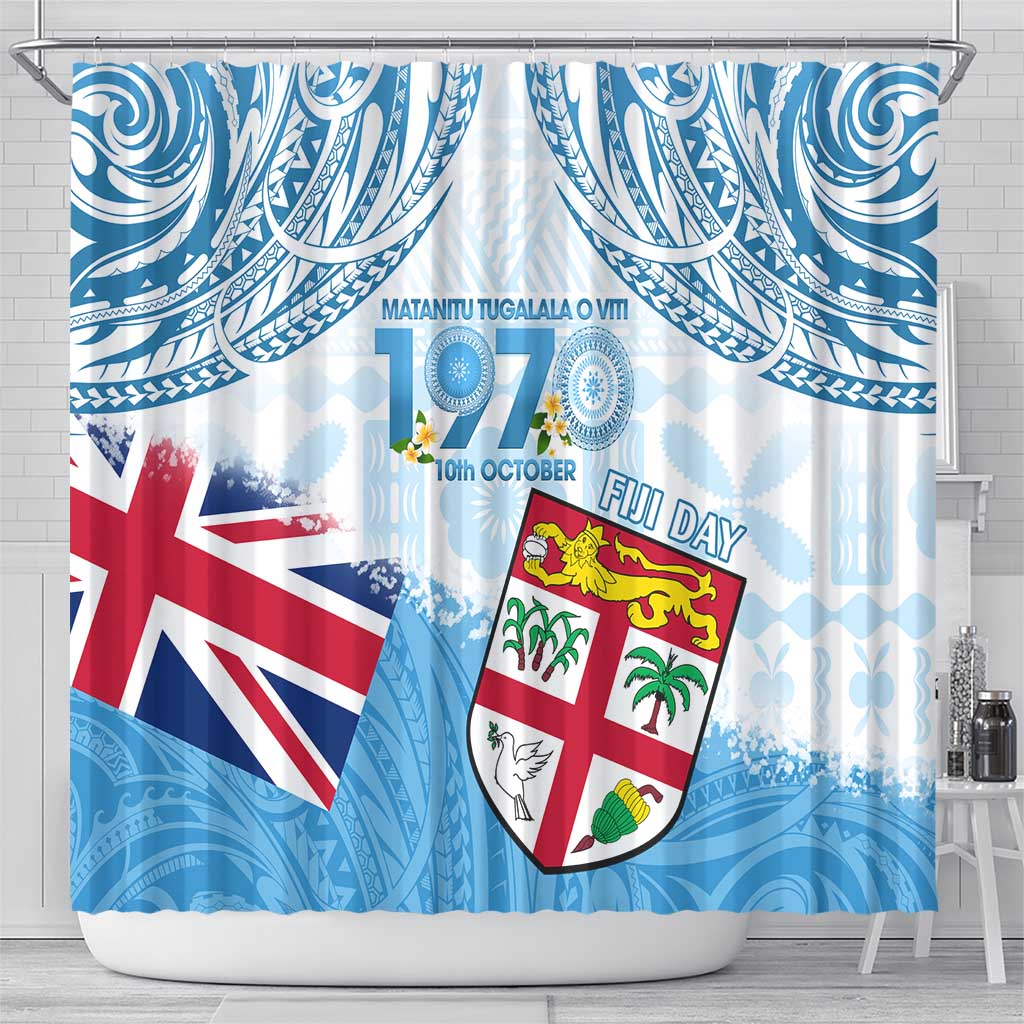Fiji Day 1970 Shower Curtain Proud To Be A Fijian Tapa Pattern LT14 - Polynesian Pride