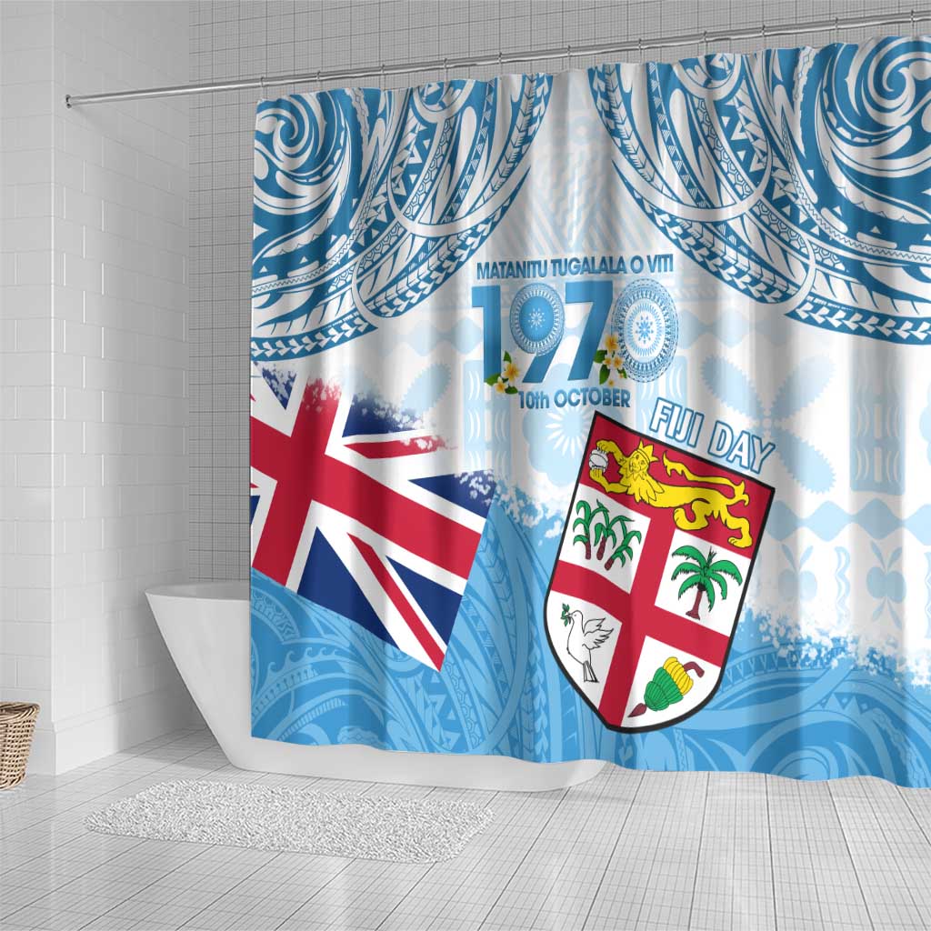 Fiji Day 1970 Shower Curtain Proud To Be A Fijian Tapa Pattern LT14 - Polynesian Pride
