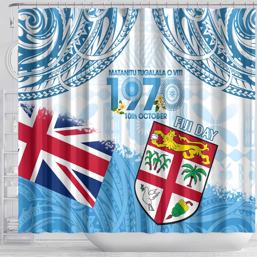 Fiji Day 1970 Shower Curtain Proud To Be A Fijian Tapa Pattern LT14 - Polynesian Pride