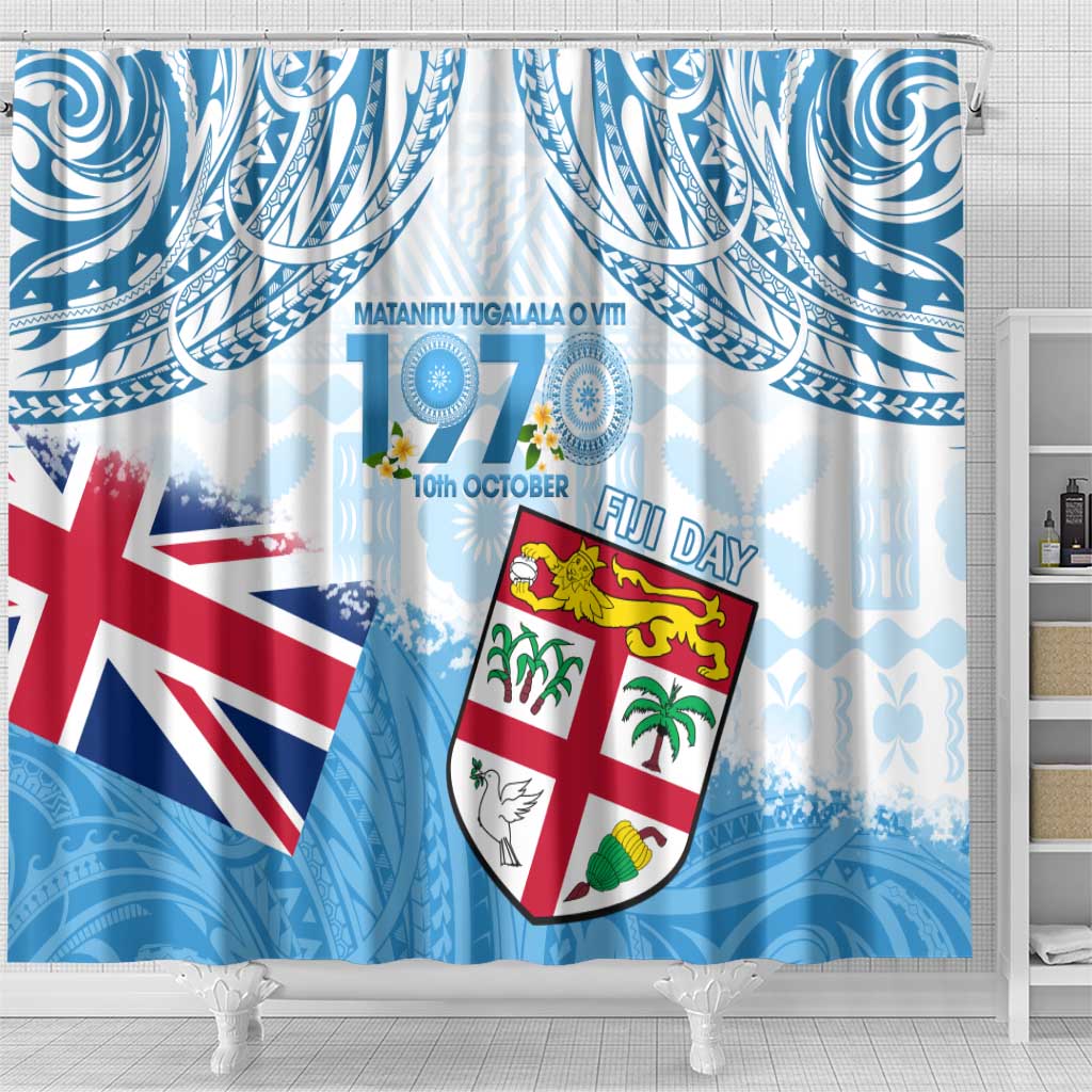Fiji Day 1970 Shower Curtain Proud To Be A Fijian Tapa Pattern LT14 - Polynesian Pride