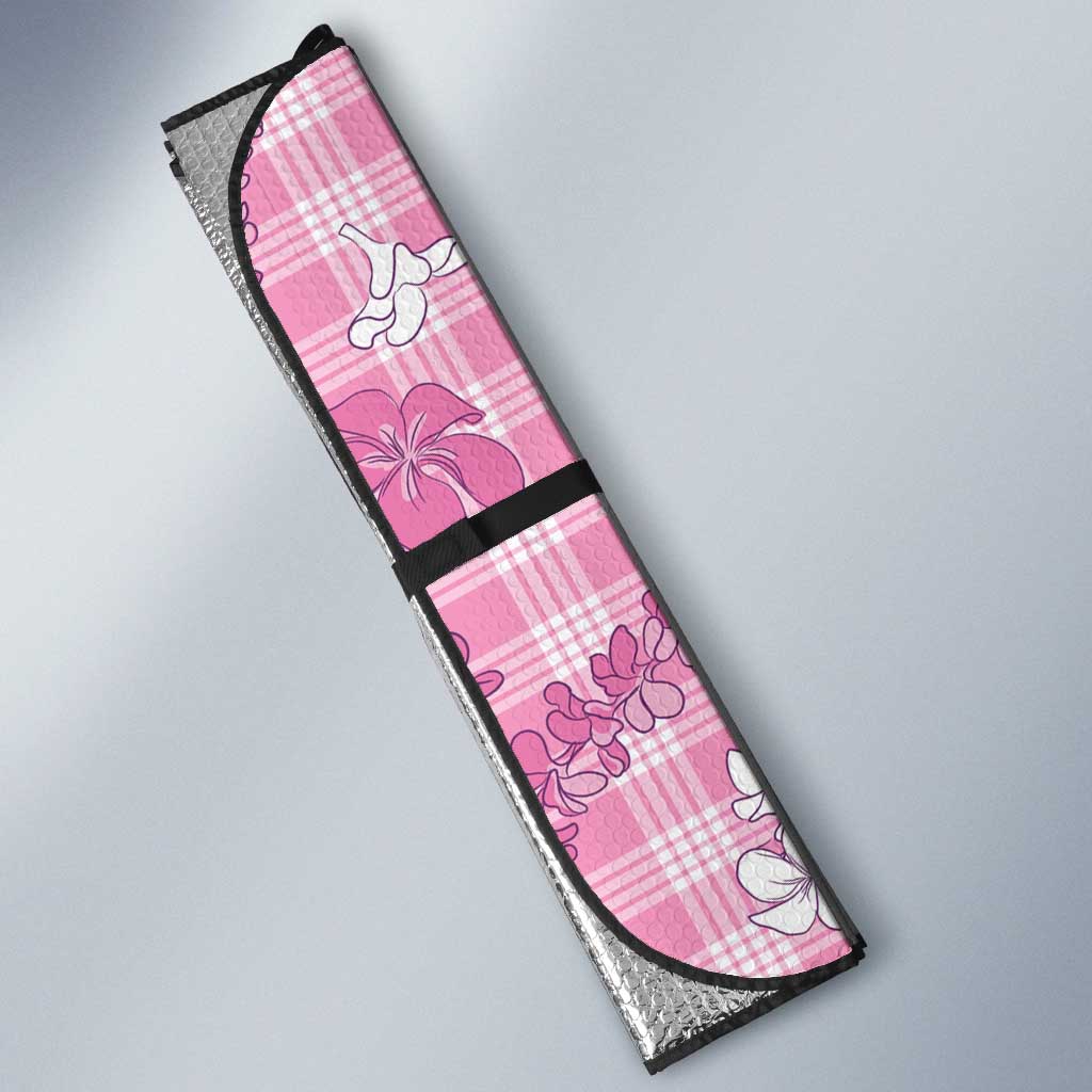 Alaka Aloha Hawaii Auto Sun Shade Plumeria Lei With Palaka Motif - Polynesian Pride