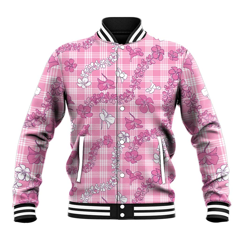 Alaka Aloha Hawaii Baseball Jacket Plumeria Lei With Palaka Motif LT14 Unisex Pink - Polynesian Pride