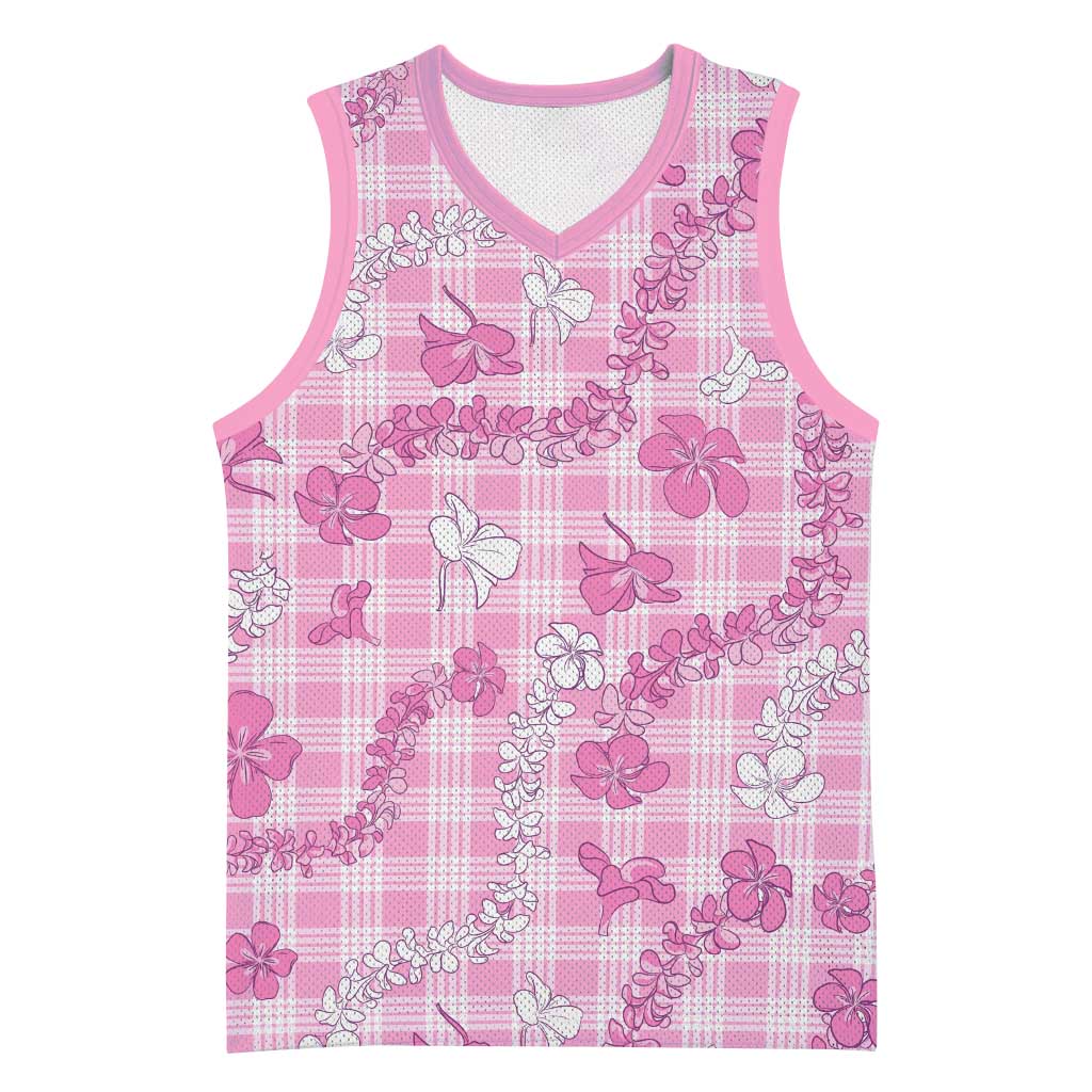 Alaka Aloha Hawaii Basketball Jersey Plumeria Lei With Palaka Motif LT14 Unisex Pink - Polynesian Pride